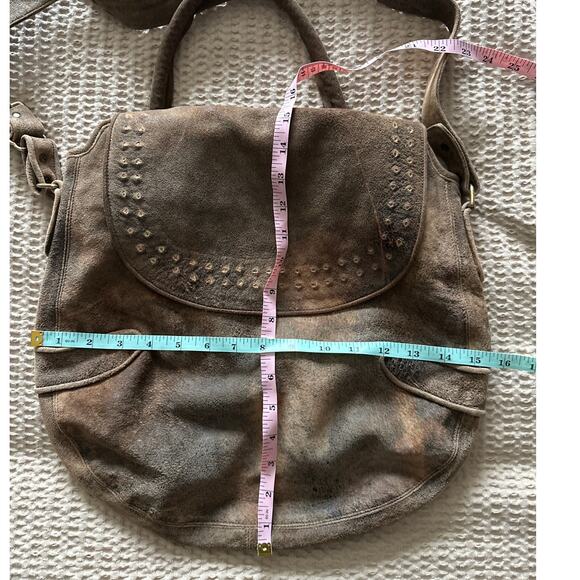 Calleen Cordero Leather Suede Brown Tan‎ Satchel Purse Bag Slouchy - Picture 7 of 9